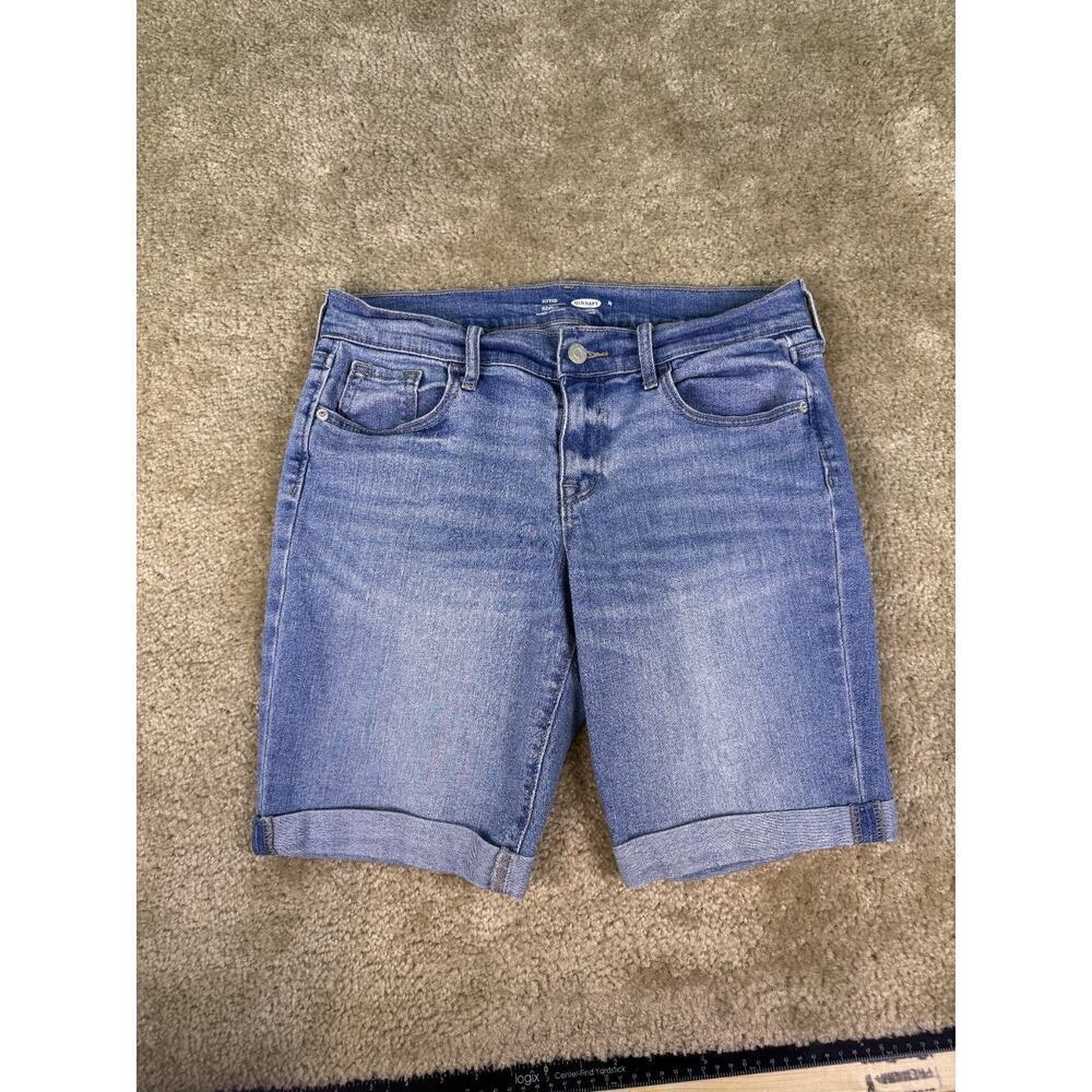 Old Navy Shorts Womens 4 Blue Boyfriend Fitted Stretch Rolled Cuff 30x8 D016